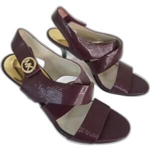 Wine Strappy Sandal Heels Joselle Slingback Burgundy Heels Open Toe Size 8 MK